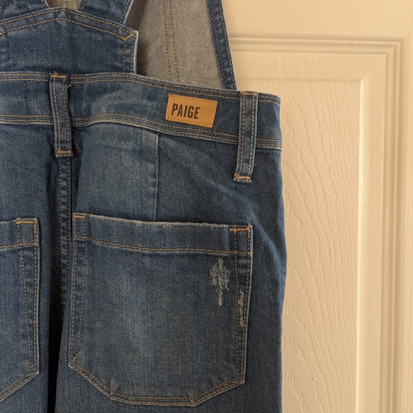 PAIGE Blue Denim Wide-Leg Women's Overalls - Picture 5 of 14